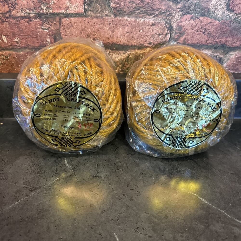 2 - Handy Craft- Pak Macramé Jute Yellow 210Feet , Yards 70 # 22406